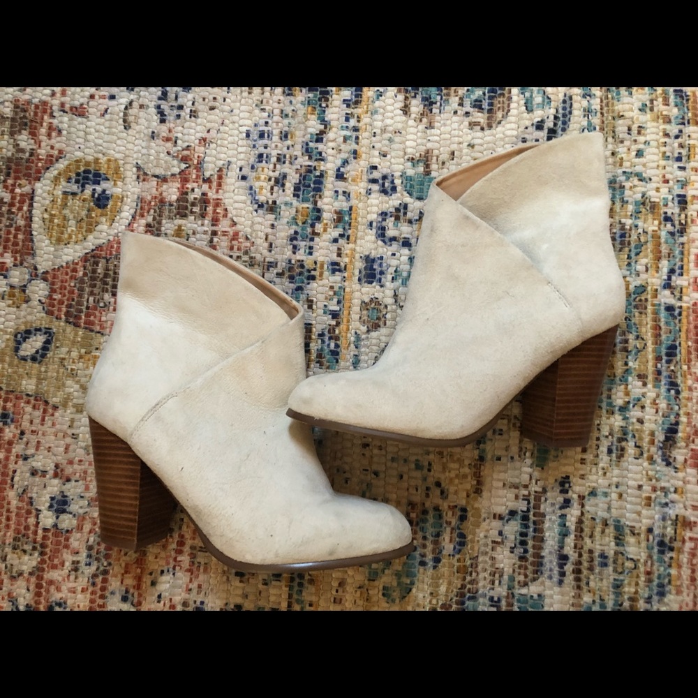 White velvet booties